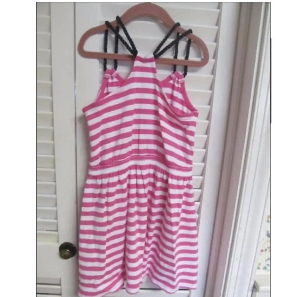 GYMBOREE STRIPES&ANCHOR PINK WHITE‎ NAVY ROPE SMOCKED BEACH BOAT SAIL DRESS 7